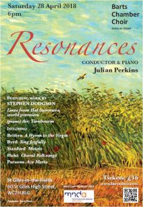 Barts Chamber Choir concert flyer